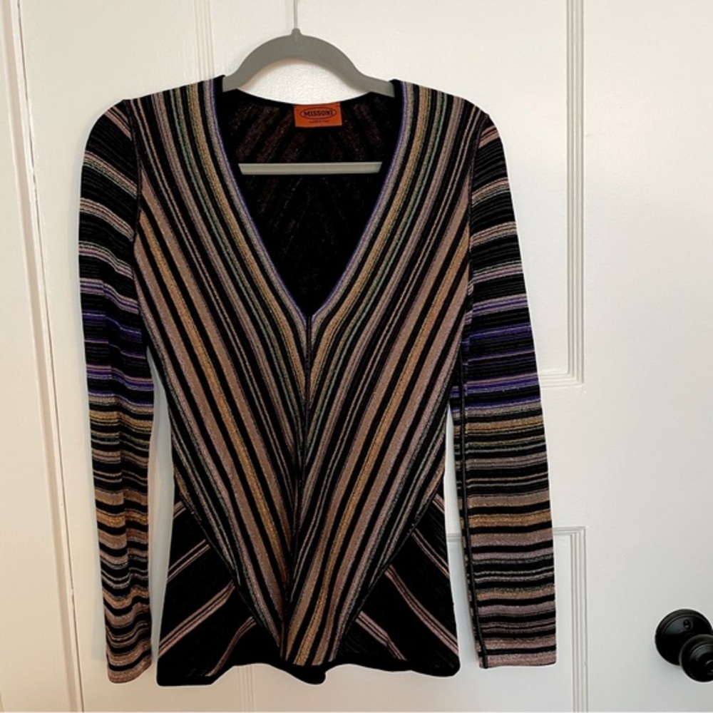 Missoni Multicolor Striped V‑Neck Knit Top - Picture 12 of 15